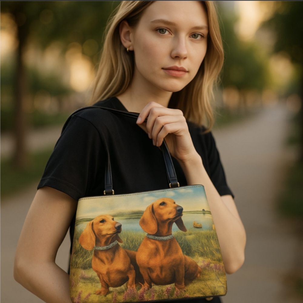 Elegant Dachshund Print Shoulder Bag